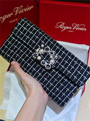 Roger Vivier Efflorescence Clutch In Tweed Black