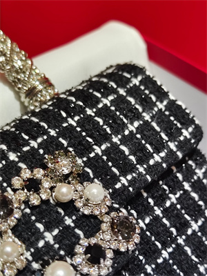 Roger Vivier Jewel Efflorescence Mini Bag In Tweed Black