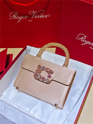 Roger Vivier Jewel Efflorescence Mini Bag In Satin Beige