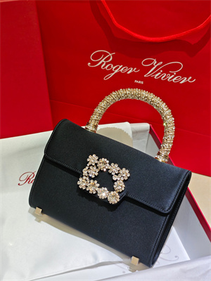 Roger Vivier Jewel Efflorescence Mini Bag In Satin Black