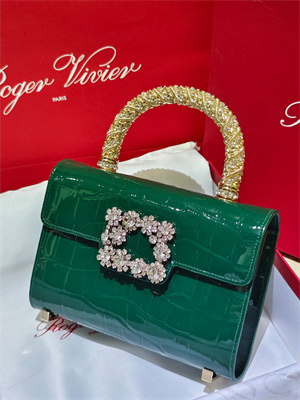 Roger Vivier Jewel Efflorescence Mini Bag In Leather Green