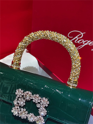 Roger Vivier Jewel Efflorescence Mini Bag In Leather Green