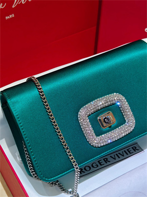 Roger Vivier Viv’ Choc Mini Bag In Satin Green