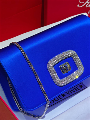 Roger Vivier Viv’ Choc Mini Bag In Satin Blue