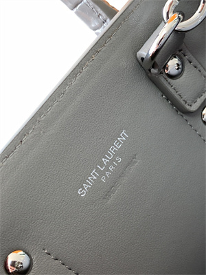 Y.S.L SAC DE JOUR NANO In Grey Crocodile Embossed Leather Silver Tone Metal