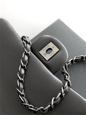 Cha.nel Mini Classic Flap Bag Colorful Canvas Silver Tone Metal Black 01116