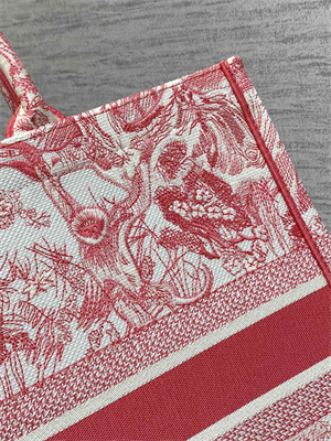 CD Large Book Tote Black Toile de Jouy Embroidery Pink