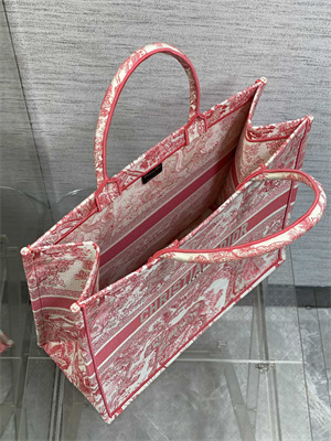 CD Large Book Tote Black Toile de Jouy Embroidery Pink