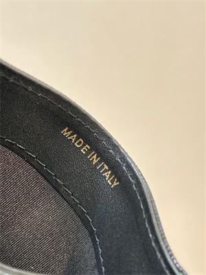 Ch*el card holder black grained calfskin gold tone metal 3878