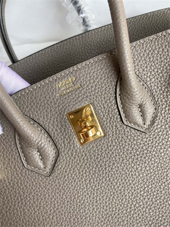 Bir.kin Bag Togo Leather 25/30/35 Gold/Silver Hardware In Gris Asphalte Color HS