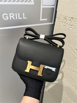 Constance Bag Epsom Leather 18CM Gold/Silver Tone Metal In Black Color HS  (With mirror)