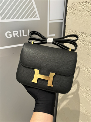 Constance Bag Epsom Leather 18CM Gold/Silver Tone Metal In Black Color HS  (With mirror)