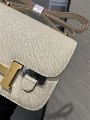 Constance Bag Epsom Leather 18CM Gold/Silver Tone Metal In Craie Color HS  (With mirror)