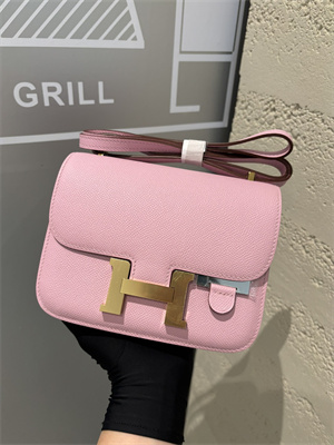 Constance Bag Epsom Leather 18CM Gold/Silver Tone Metal In mauve sylvestre Color HS  (With mirror)