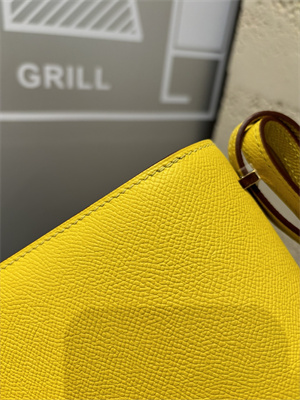 Constance Bag Epsom Leather 18CM Gold/Silver Tone Metal In Jaune Amber Color HS  (With mirror)