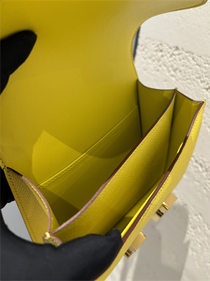 Constance Bag Epsom Leather 18CM Gold/Silver Tone Metal In Jaune Amber Color HS  (With mirror)