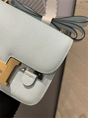 Constance Bag Epsom Leather 18CM Gold/Silver Tone Metal In Blue Pale Color HS  (With mirror)
