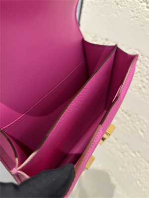 Constance Bag Epsom Leather 18CM Gold/Silver Tone Metal In Fuschia Color HS (With mirror)