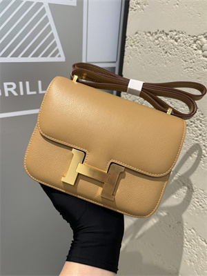 Constance Bag Epsom Leather 18CM Gold/Silver Tone Metal In Chai Color HS (With mirror)