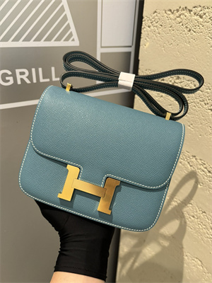 Constance Bag Epsom Leather 18CM Gold/Silver Tone Metal In Blue Jean Color HS(With mirror)