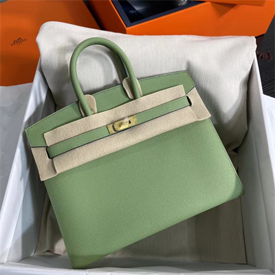 Bir.kin Sellier Bag Epsom Leather 25/30/35CM Gold Hardware In Vert Criquet Color HS