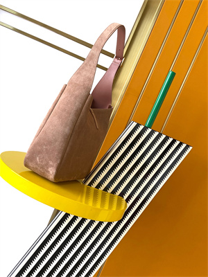 y.s.l le 5 a 7 S*pple small hobo bag in barely pink suede leather