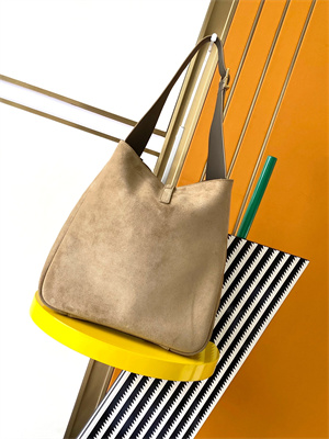 y.s.l le 5 a 7 S*pple large hobo bag in barely green suede leather