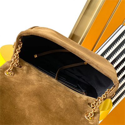 Y.S.L JAMIE 4.3 SMALL BAG IN SUEDE Dk Brown Color Gold Tone Metal