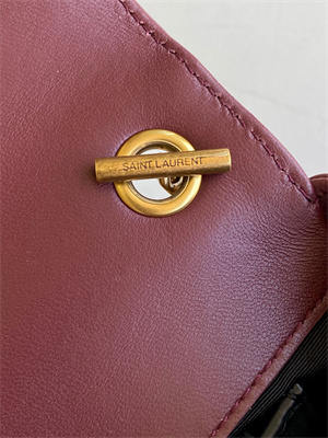 Y.S.L LOULOU Mini in MATELASSÉ lambskin Gold Tone Metal Burgundy
