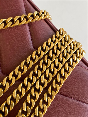Y.S.L LOULOU Mini in MATELASSÉ lambskin Gold Tone Metal Burgundy
