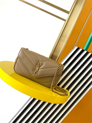 Y.S.L LOULOU Mini in MATELASSÉ lambskin Gold Tone Metal