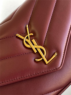 Y.S.L LOULOU Small in MATELASSÉ lambskin Gold Tone Metal Burgundy