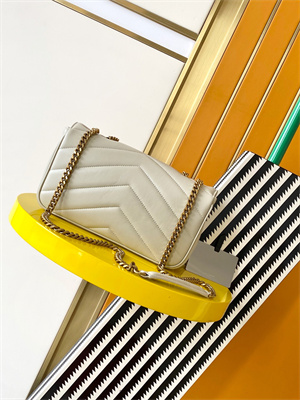 Y.S.L LOULOU Small in MATELASSÉ lambskin Gold Tone Metal White