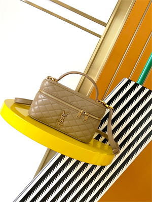 Y.S.L Vanity Case In Quilted Lambskin Brown