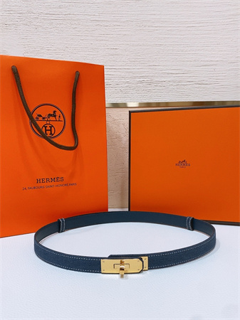 H**mes kelly jean belt 18mm epsom leather gold tone hardware blue