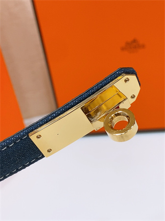 H**mes kelly jean belt 18mm epsom leather gold tone hardware blue