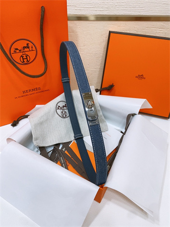 H**mes kelly jean belt 18mm epsom leather silver tone hardware blue