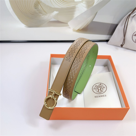 H**mes reversible belt 25mm smooth calfskin leather gold tone hardware brown/green