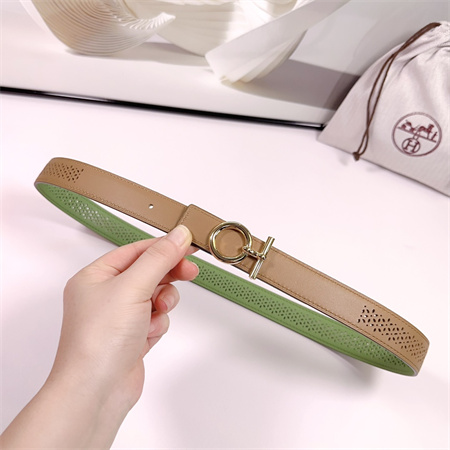 H**mes reversible belt 25mm smooth calfskin leather gold tone hardware brown/green