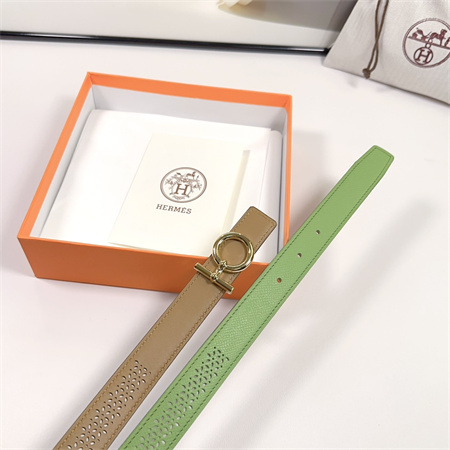 H**mes reversible belt 25mm smooth calfskin leather gold tone hardware brown/green