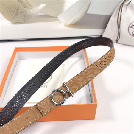 H**mes reversible belt 25mm epsom leather silver tone hardware brown/black