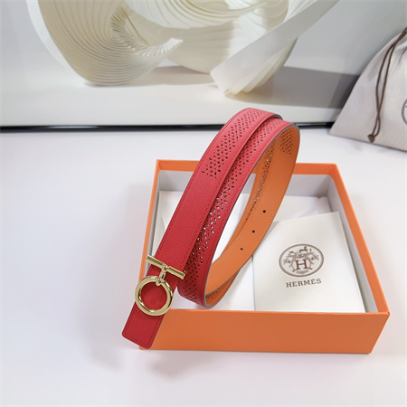 H**mes reversible belt 25mm epsom leather gold tone hardware red/orange