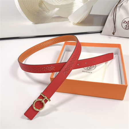 H**mes reversible belt 25mm epsom leather gold tone hardware red/orange