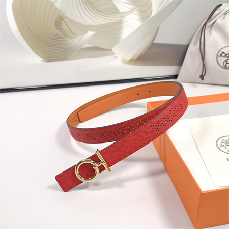 H**mes reversible belt 25mm epsom leather gold tone hardware red/orange