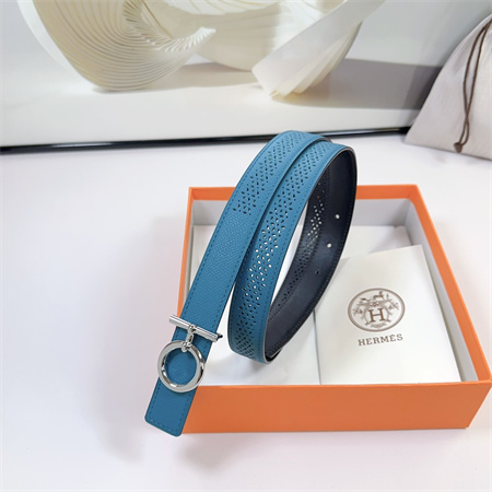 H**mes reversible belt 25mm epsom leather silver tone hardware blue/black