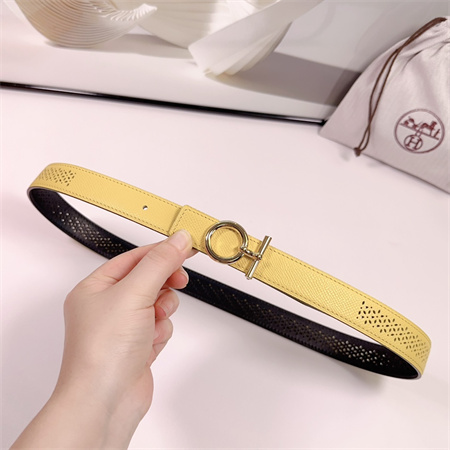 H**mes reversible belt 25mm epsom leather gold tone hardware yellow/black