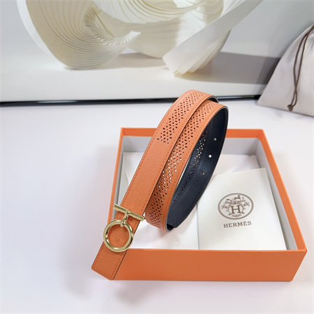 H**mes reversible belt 25mm epsom leather gold tone hardware orange/black