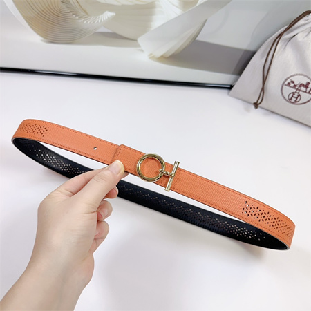 H**mes reversible belt 25mm epsom leather gold tone hardware orange/black