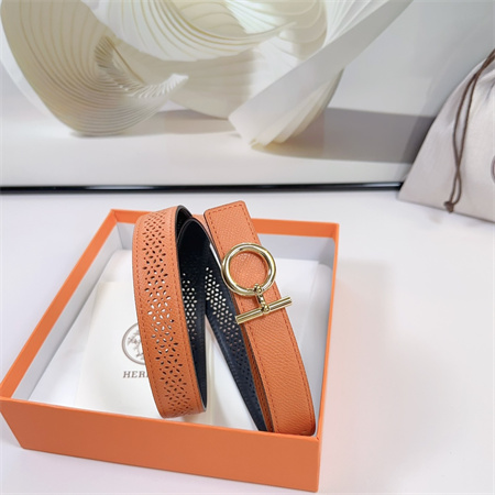 H**mes reversible belt 25mm epsom leather gold tone hardware orange/black