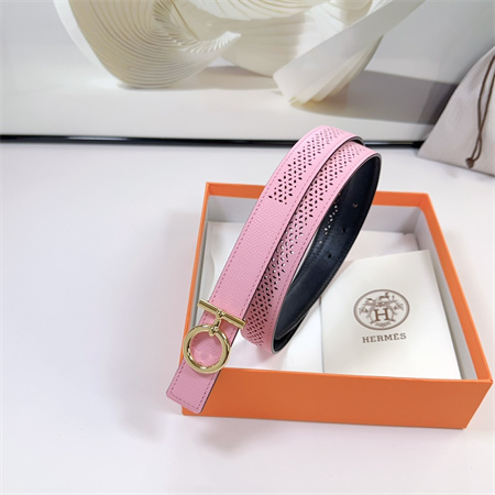 H**mes reversible belt 25mm epsom leather gold tone hardware pink/black